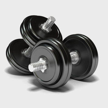 3D render of a stack of black chrome dumbbells