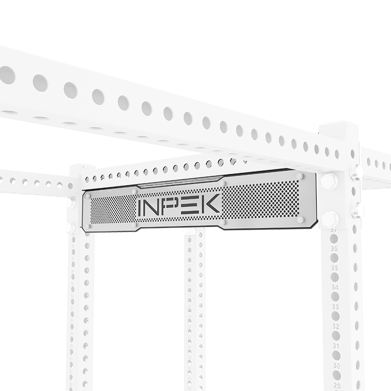 White metal beam with INPEK logo cutout