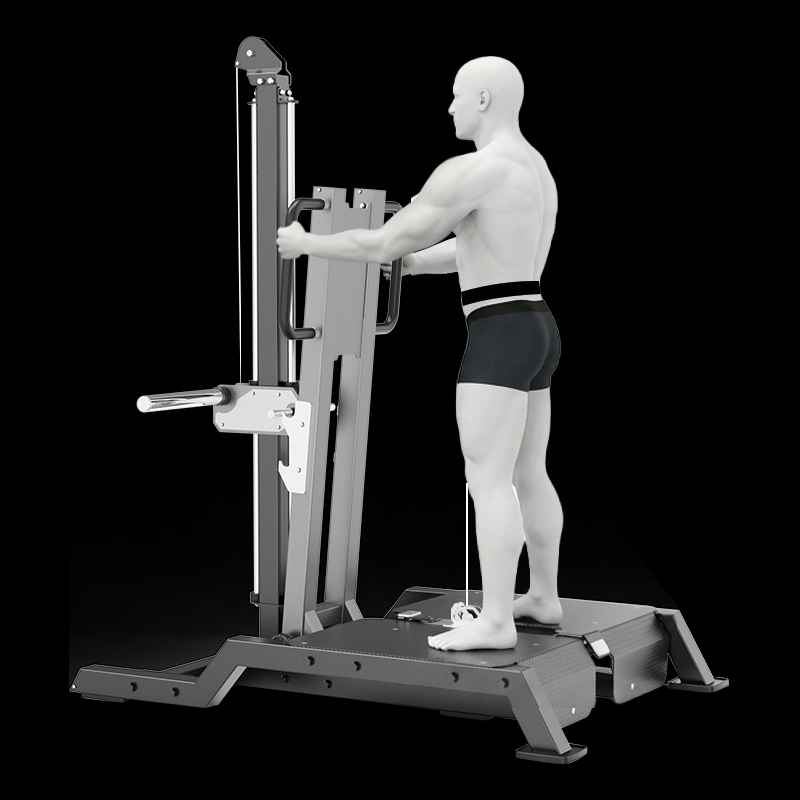 3D rendering of a human figure using a chest press machine to show ergonomic fit