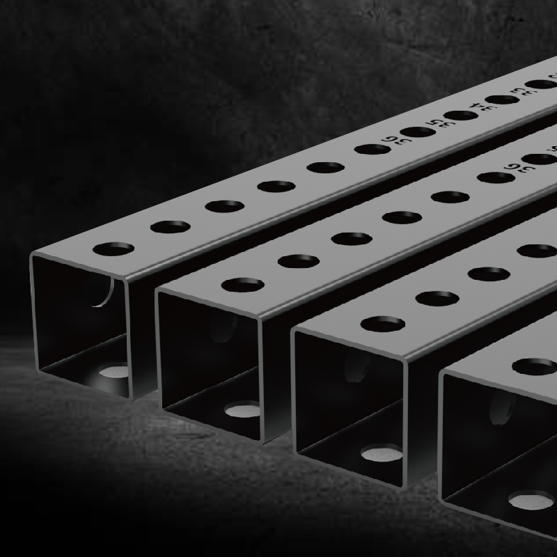 Close up of smooth, polished steel tubes stacked together