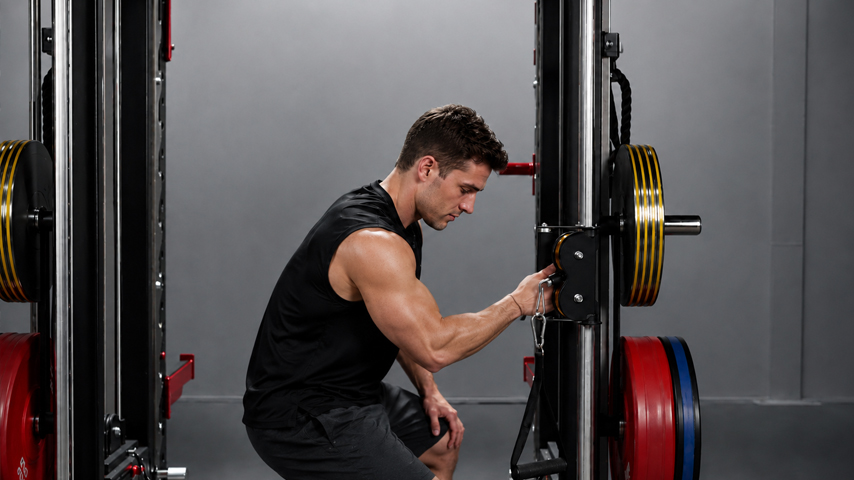 3D rendering of a human figure using a chest press machine to show ergonomic fit